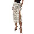 thumbnail image 1 of Printed Bodycon Satin Midi Skirt with Slit, 1 of 5