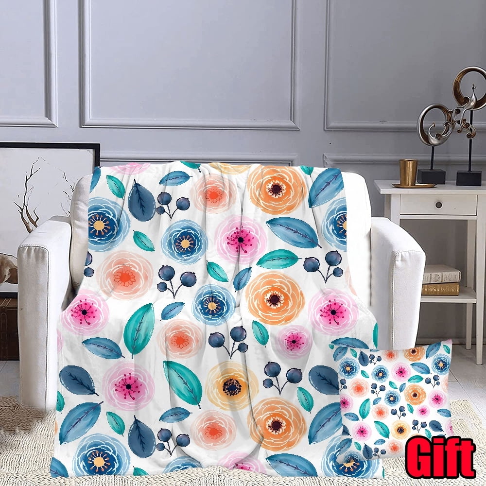 Printed Bohemian Bed Blanket With Pillow Case For Bed Couch Living Room