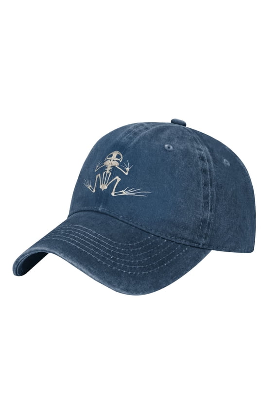 Printed Bone Frog Baseball Cap Adjustable Denim Comfortable Athletic Dad Hat Trucker Hats for Men Women Girl Youth Unisex Adult Snapback Cap,Navy