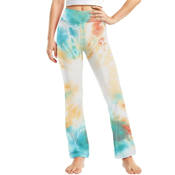 Printed Bootcut Leggings for Girls High Waist Soft Stretch Women Yoga Pants Teen Dance Running Multicolor A 3-4 Years