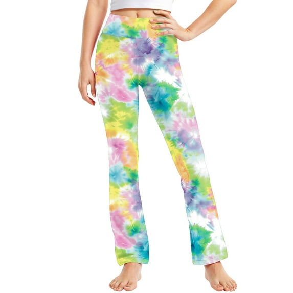 Printed Bootcut Leggings for Girls High Waist Soft Stretch Women Yoga Pants Teen Dance Running Multicolor G 6-7 Years