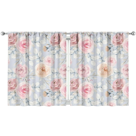 Printed Botanical Window Curtains 52x63 Inch Rod Pocket Blackout Drapes 2 Panels for Bedroom and Light Filtering