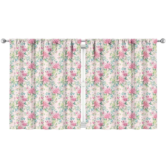 Printed Botanical Window Curtains 52x63 Inch Rod Pocket Blackout Drapes 2 Panels for Bedroom and Light Filtering