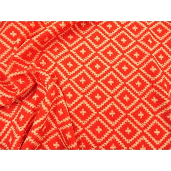 Printed Bullet Liverpool Textured Fabric 4 Way Stretch Scuba Red Cream Diamond T101