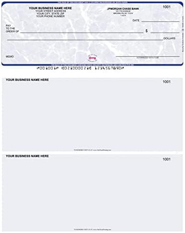 Printed Business Checks Compatible With/Quickbooks On Top, Blue Marble (250 Sheets)
