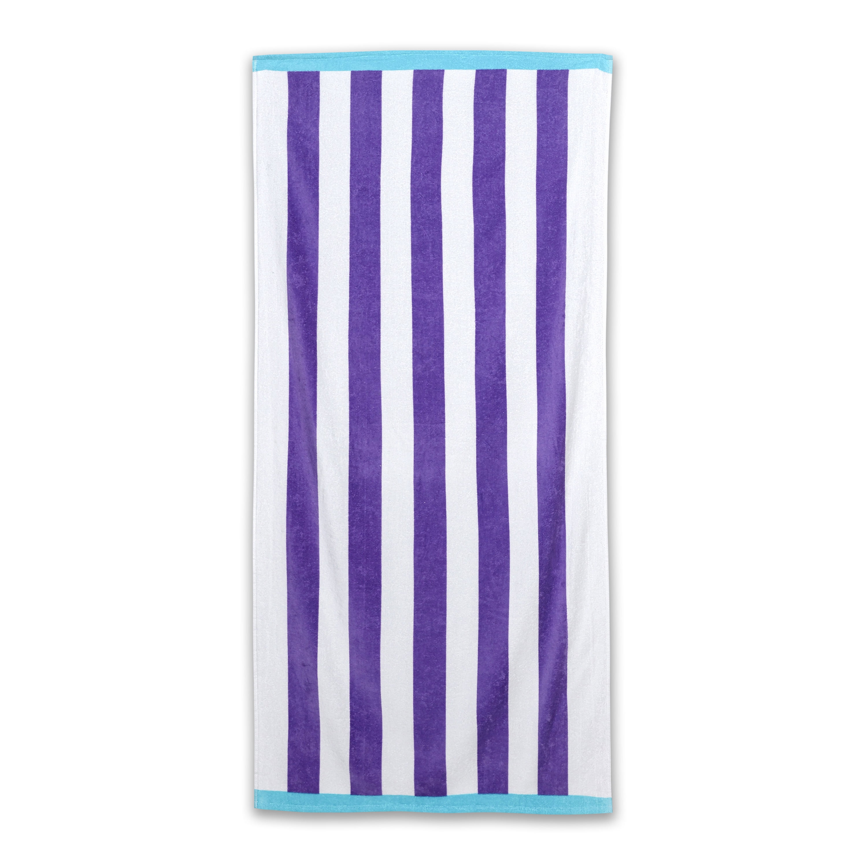 Cabana Stripe Periwinkle Beach Towel, Soft Absorbent Cotton, 30 x 60 inches