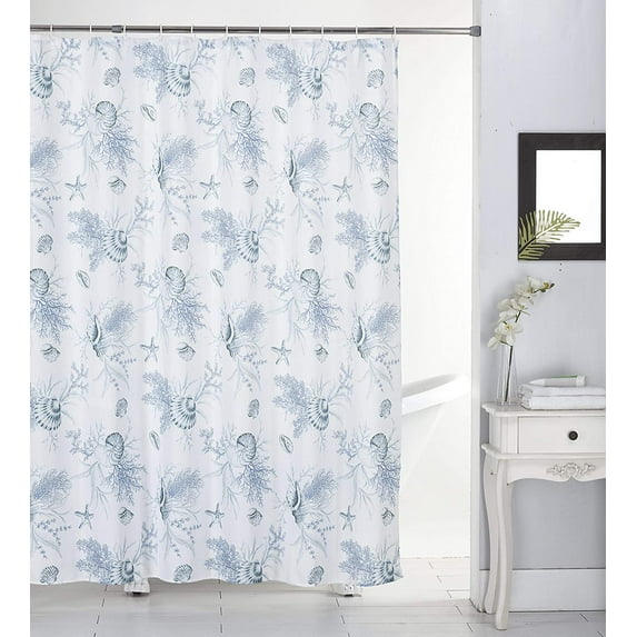 Printed Canvas Shower Curtain Polyester Beautiful Nautical Design 70" x 70" - Solana
