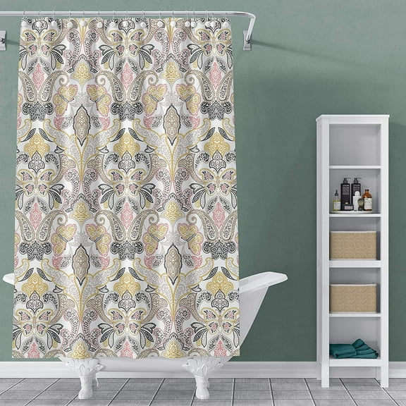 Printed Canvas Shower Curtain Polyester Beautiful Paisley Design 70" x 70" - Dahila