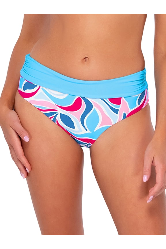 Printed Capri Fold-Over High-Waist Bikini Bottom Swimsuit