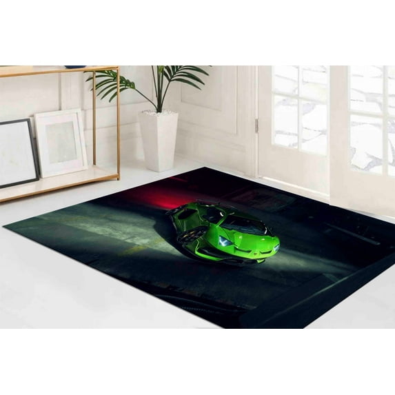 Printed Car Design Adventador Rug, Luxury Car Rugs, Man Cave Rug, Car Rugs, Round Rug, Saloon Rug, Popular Rug, Salon Decor Rug, Bridesmaid Gift, 2'x3' - 60x90 cm