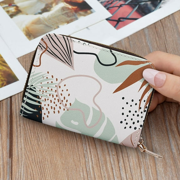 Printed Card Organizer Bag Multi Slot Card Holder ID Organizer Wallet Compact Storage Pouch for Cards Cash Daily Carry Travel Use and Personal Organization