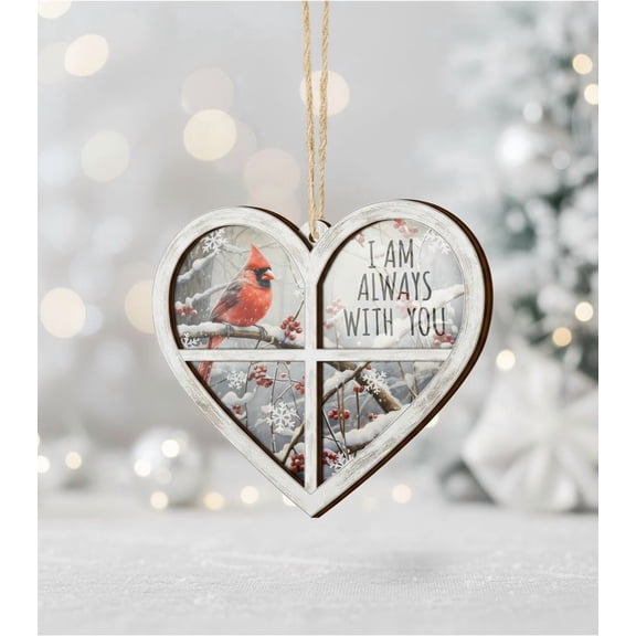 All Over Printed Cardinal Bird Christmas Ornaments Memorial Christmas Ornament 3.2"x3.5" 2 Layer Ornament Sympathy Ornaments for Christmas Decorations