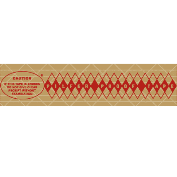 Printed "Caution Pilfer Proof Tape" Reinforced Kraft Gummed Tape 3" x 450' Case of 10 Rolls