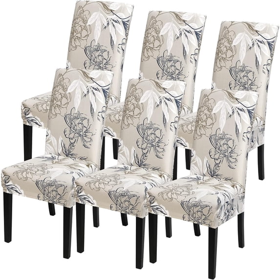 Printed Chair Covers for Dining Room Set of 6, Stretch Kitchen Chair Covers Washable Parsons Chair Slipcover Removable Dining Chair Protectors for Hotel,Ceremony,Banquet(Floral Pattern)