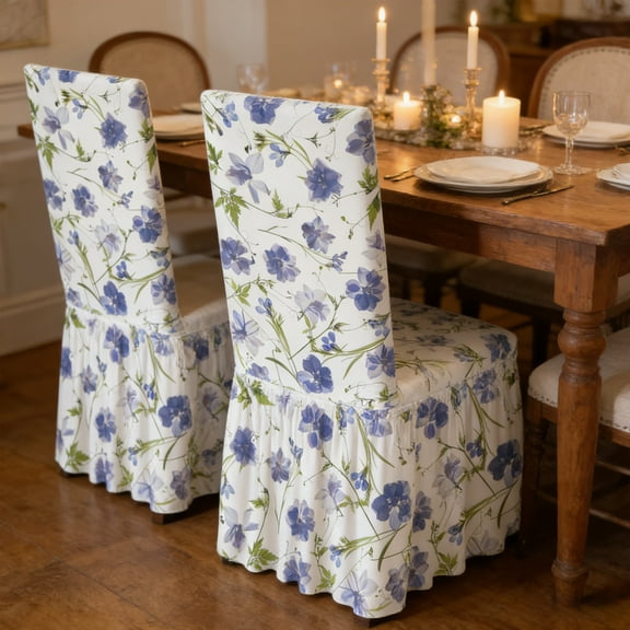 Printed Chair Covers, Full Elastic Upholstery Covers with Backrest, Dining Chair Slipcovers for Home and Hotel Use(C)