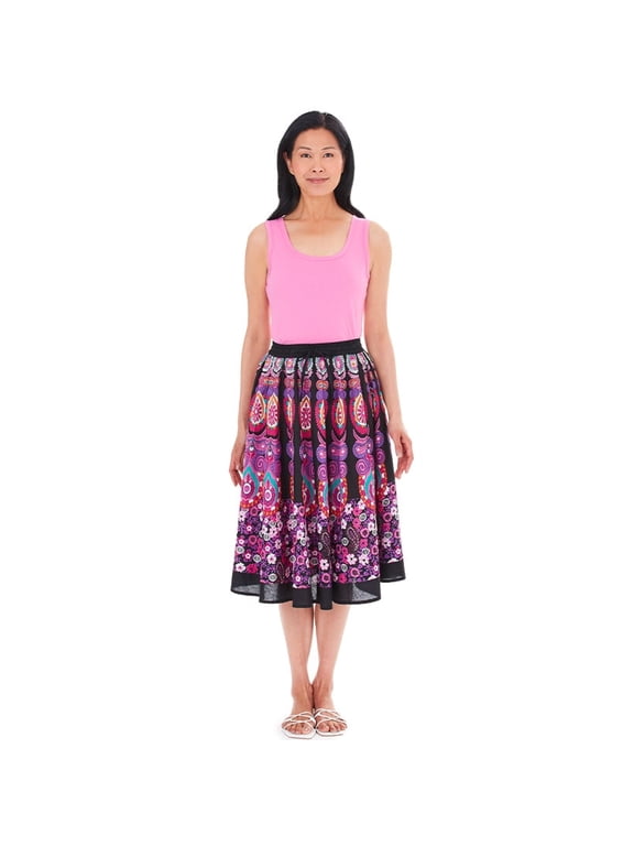 Women's Midi Circle Skirt in Paisley Print