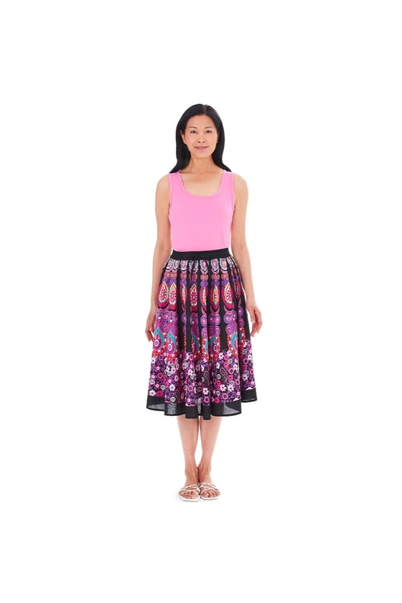 Printed Circle Skirt - Cute Summer Skirt for Women - Purple, XL