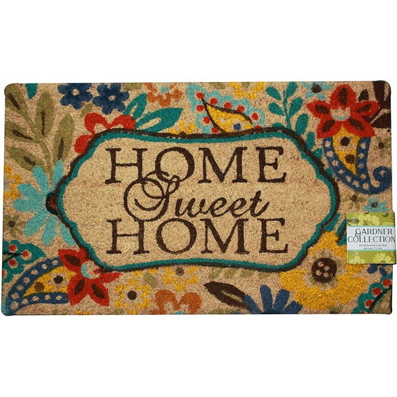 Printed Coir Outdoor Doormat, Welcome Mat, Entryway, Front Door, Porch, Patio Outdoor/ Indoor Rug, Gardner Collection 18" x 28" (Home Sweet Home)
