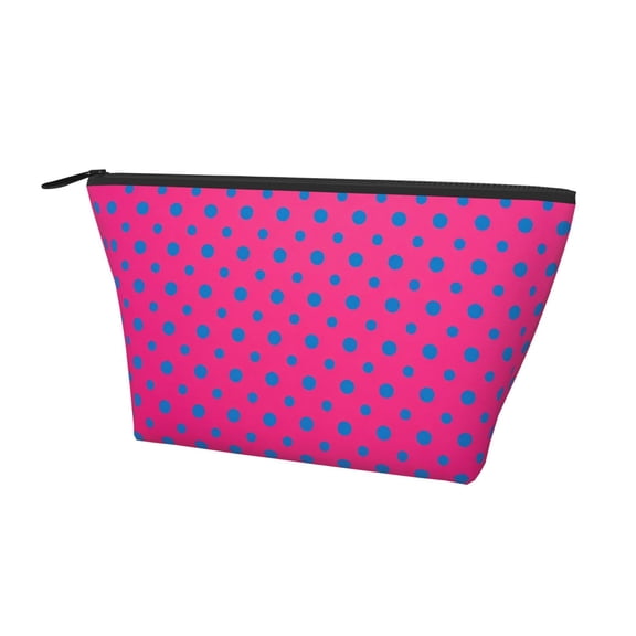 Printed Cosmetic Bag Dots Blue Spots Pattern Portable Travel Makeup Pouch Toiletry Organizer Bag For Daily Use
