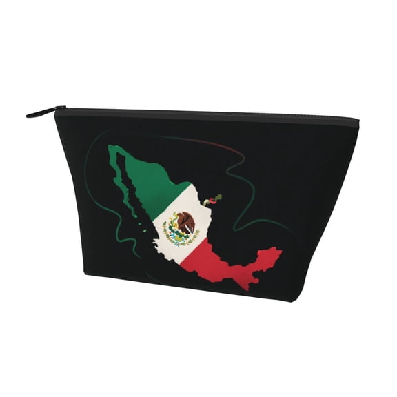 Printed Cosmetic Bag Mexico-Flag-Map Portable Travel Makeup Pouch Toiletry Organizer Bag For Daily Use