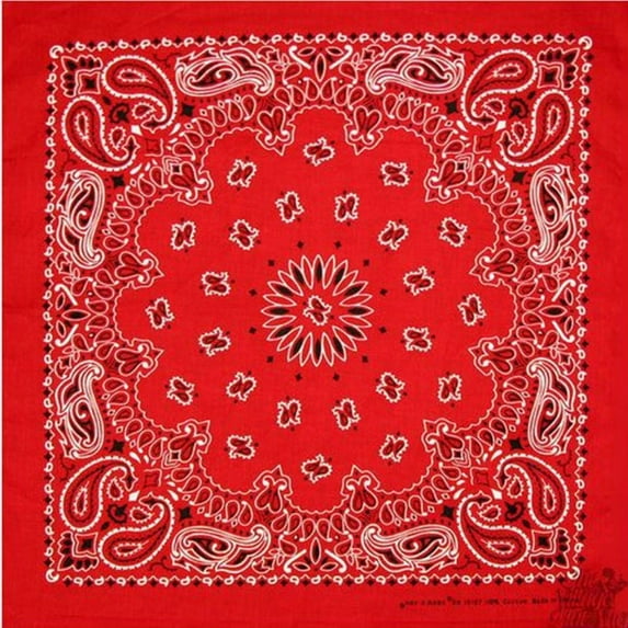 Printed Cotton Bandana - ONE SIZE FITS MOST - Red