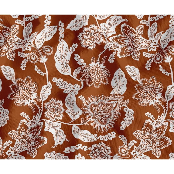 Printed Cotton Canvas Fabric by Soimoi | Floral Design - Brown | 56 Inch Wide | Sold by 10 Yard | Heavy Duty Craft & Upholstery Fabric