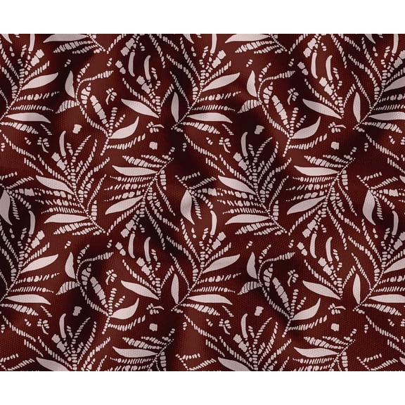 Printed Cotton Canvas Fabric by Soimoi | Leaves Design - Maroon | 56 Inch Wide | Sold by the Yard | Heavy Duty Craft & Upholstery Fabric