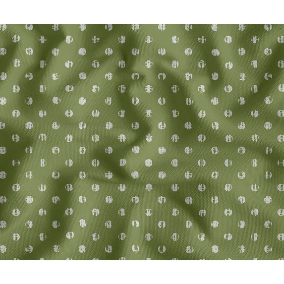 Printed Cotton Canvas Fabric by Soimoi | Polka Dots Design - Green | 56 Inch Wide | Sold by 2 Yard | Heavy Duty Craft & Upholstery Fabric