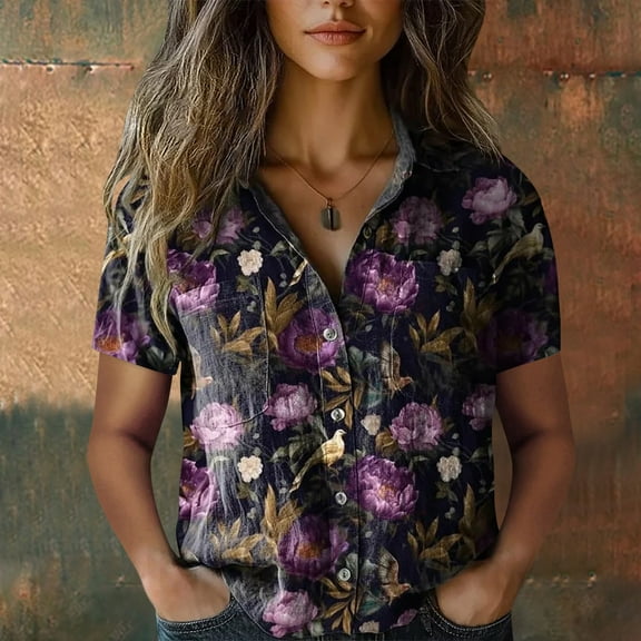 Printed Cotton Shirts, Fashion Button Down, Short Sleeve, Casual Tops, Bubble Wrinkles, Black 3XL, Size S-XXXXXL