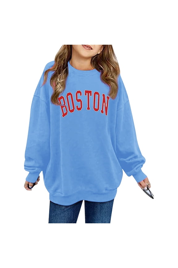 Printed Crew Neck Long Sleeved Hoodie for Girls Hoodies for Teen Girls Crop Top Hoodie Blanket for Kids Cropped Zip Hoodie Juniors Tops for Teen Girls Boy Fall Clothes String Hoodie Boys Sweatshirts