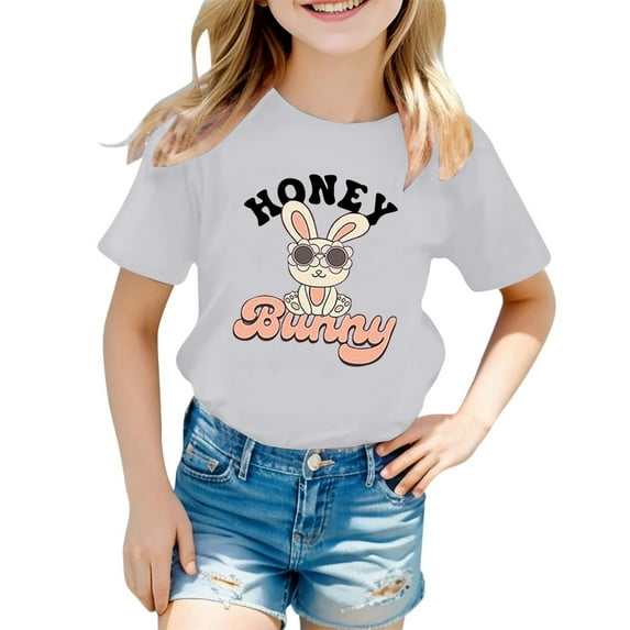 Printed Crew Neck Short Sleeve T Shirt White 8Y-9Y