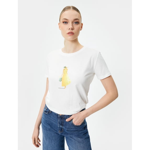 Printed Crew Neck Short Sleeve T-Shirt