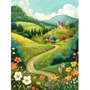 Printed Cross Stitch Kits Spring scenery Punch Needle Embroidery Starter Kit 16x20in
