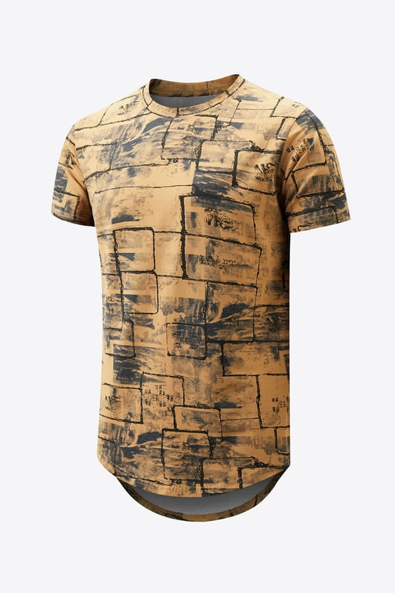 Printed Curved Hem Short Sleeve Tee