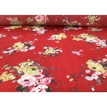 Printed DTY Spandex Stretch Apparel Fabric Red Tan Pink Burgundy Floral J410