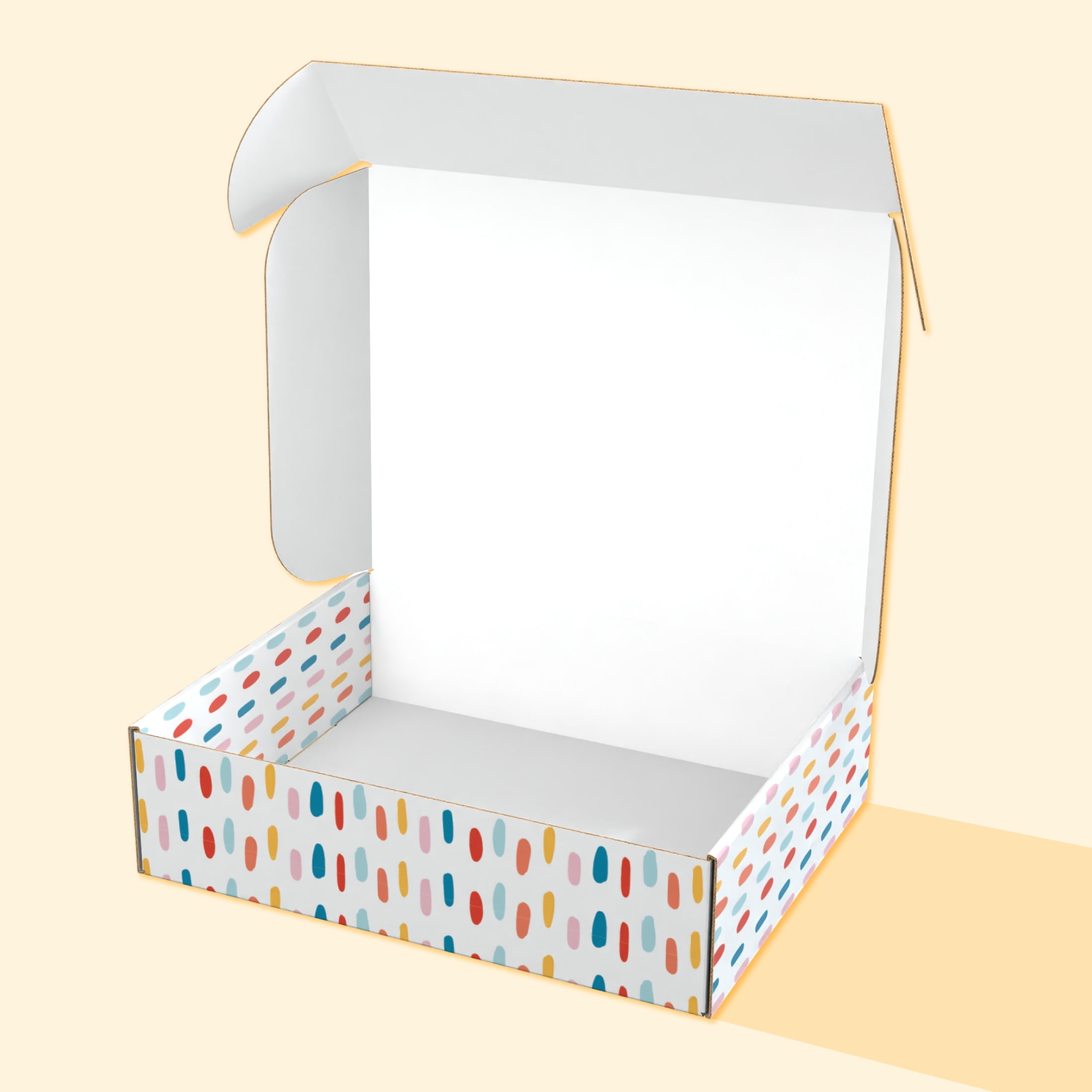 Printed Decorative Mailing, Shipping and Gift Boxes, Tuck Top Closure, 11.25” x 9” x 3”, Confetti Print, 12 -Count Pack