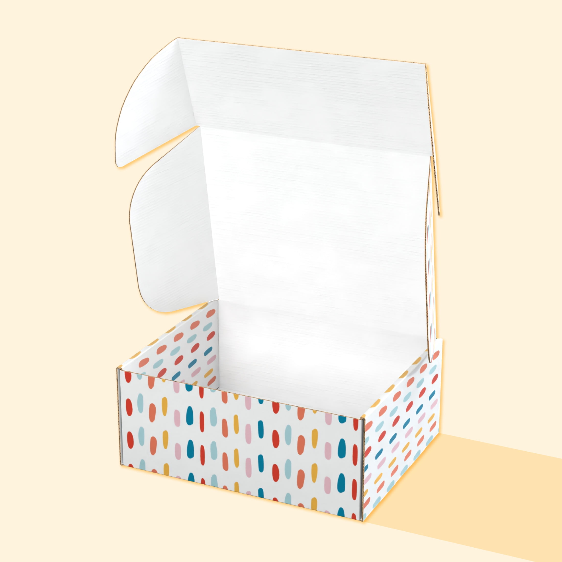 Printed Decorative Mailing, Shipping and Gift Boxes, Tuck Top Closure, 9.5” x 7.5” x 4", Confetti Print, 12 -Count Pack