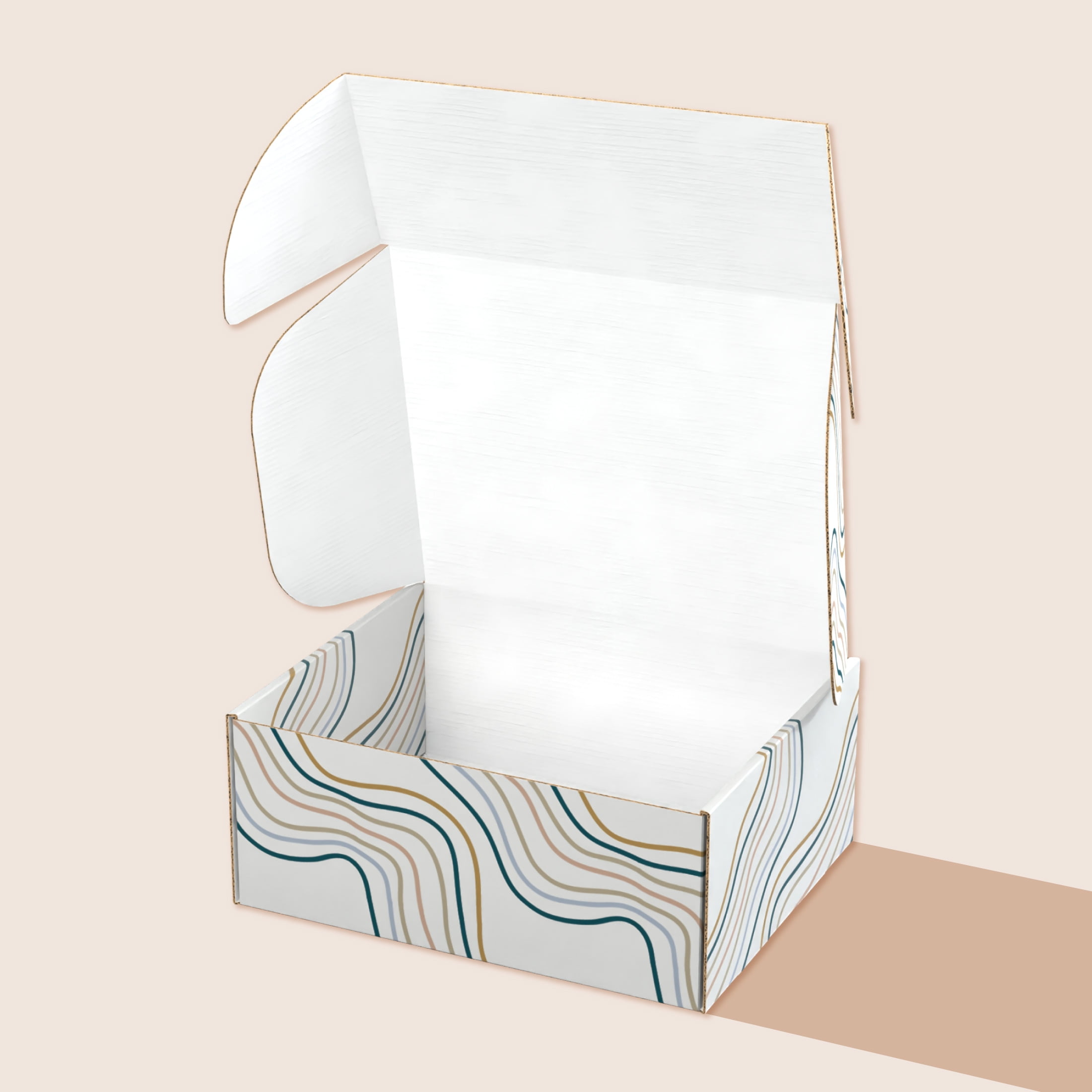 Printed Decorative Mailing, Shipping and Gift Boxes, Tuck Top Closure,  9.5” x 7.5” x 4", Wave Print, 12 -Count Pack