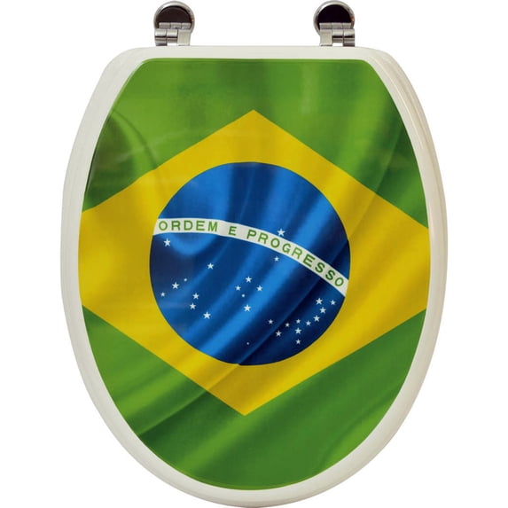 Printed Design Oval Elongated Toilet Seat With Adjustable Zinc Hinges Brazil
