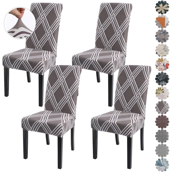 Printed Dining Room Chair Covers 4 Packs, Stretch Kitchen Slipcovers Removable Washable Parsons Protector for Kitchen,Hotel,Restaurant, Ceremony Universal Size