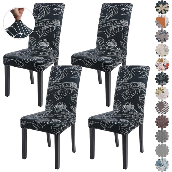 Printed Dining Room Chair Covers 4 Packs, Stretch Kitchen Slipcovers Removable Washable Parsons Protector for Kitchen,Hotel,Restaurant, Ceremony Universal Size