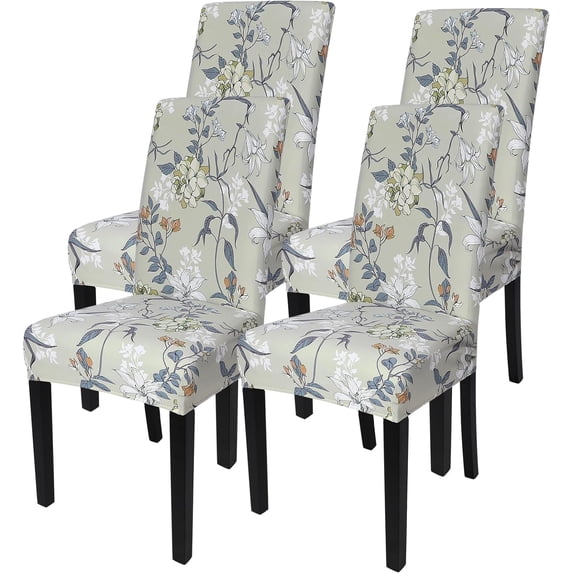 Printed Dining Room Chair Covers Set of 4, Stretch Kitchen Chair Covers Washable Parsons Chair Slipcover Removable Dining Chair Protectors for Hotel,Ceremony(Floral Pattern4)