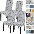 thumbnail image 1 of Printed Dining Room Chair Covers Set of 4, Stretch Kitchen Chair Covers Washable Parsons Chair Slipcover Removable Dining Chair Protectors for Hotel,Ceremony,Banquet(Grey+White Texture), 1 of 6