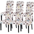 thumbnail image 1 of Printed Dining Room Chair Covers Set of 6, Stretch Kitchen Chair Covers Washable Parsons Chair Slipcover Removable Dining Chair Protectors for Hotel,Ceremony(Brown Flower), 1 of 6
