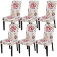 thumbnail image 1 of Printed Dining Room Chair Covers Set of 6, Stretch Kitchen Chair Covers Washable Parsons Chair Slipcover Removable Dining Chair Protectors for Hotel,Ceremony(Flower Pattern), 1 of 6