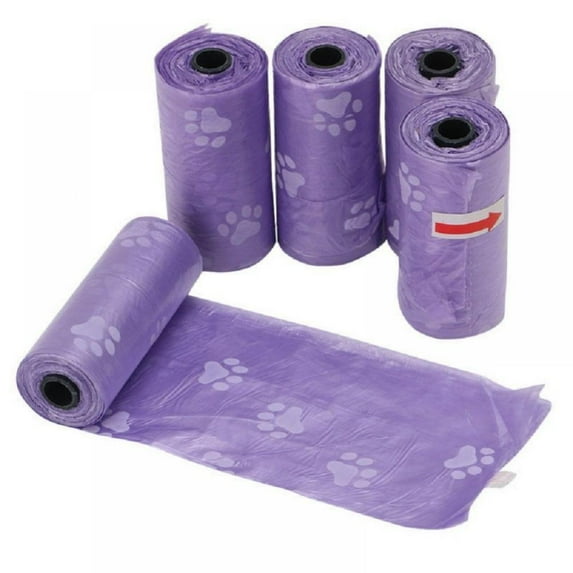 Printed Dog Pet Waste Poop Bags, 5 Rolls/75Pcs, Pick Up Trash Bag Pet Supplie