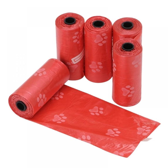 Printed Dog Pet Waste Poop Bags, 5 Rolls/75Pcs, Pick Up Trash Bag Pet Supplie