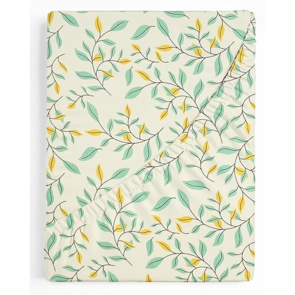 Printed Double Bedsheets With 2 Pillow Covers - Size-78 X72+10 Inches, Cream | King Size Bed With All Around Elastic Breathable Long Lasting