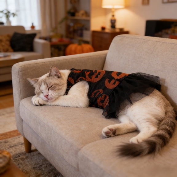 Printed Dress Puppy Dress Tutu Cat Costume Festive Perfect for Masquerade Or Outings.