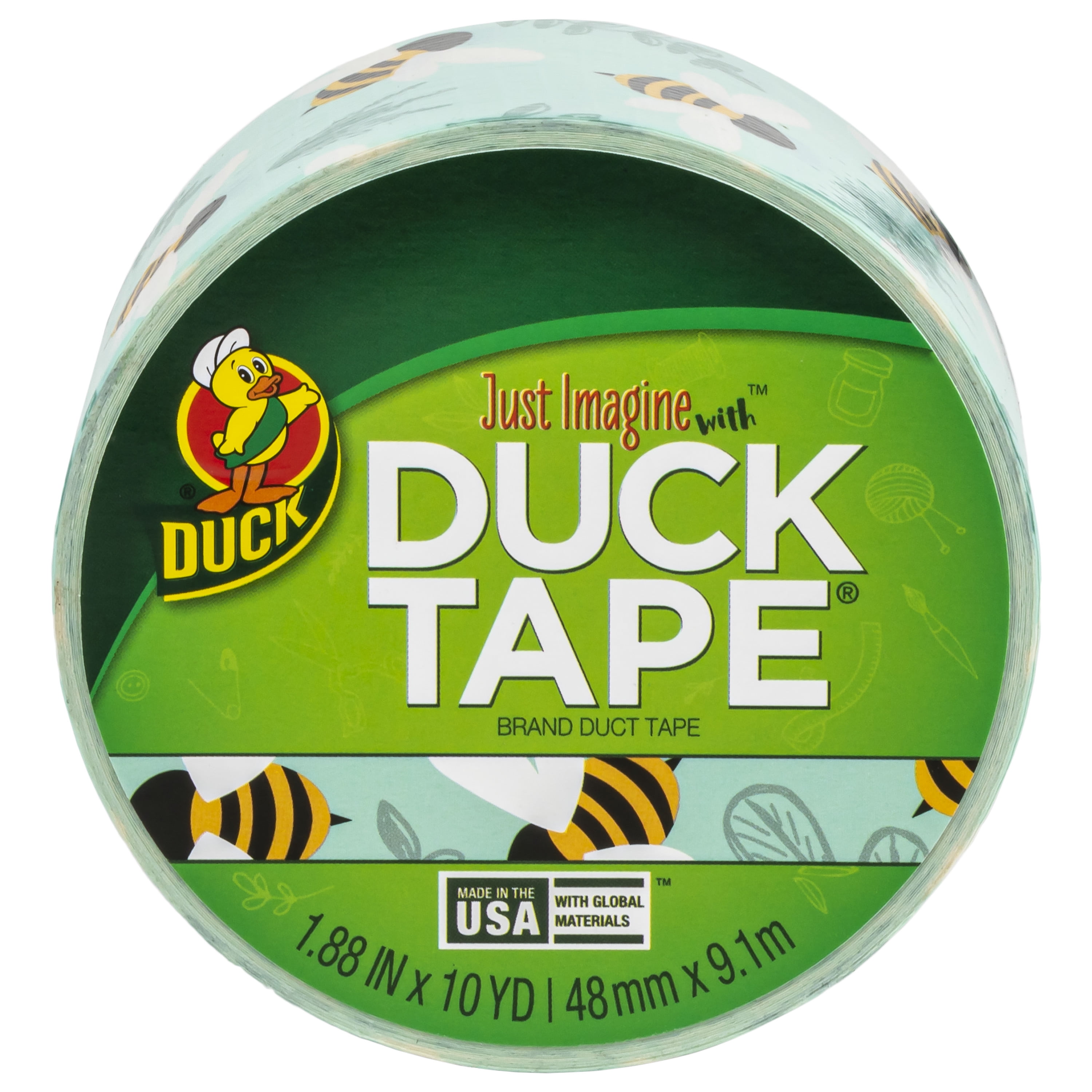 Printed Duck Tape Brand Duct Tape, 1.88 in. x 10 yd., Botanical Bees